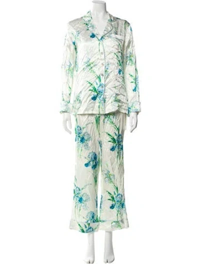 Pre-owned Olivia Von Halle Silk Printed Lounge Set In Multi
