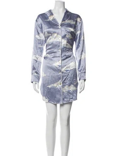 Pre-owned Olivia Von Halle Silk Printed Nightgown W/ Tags In Gray