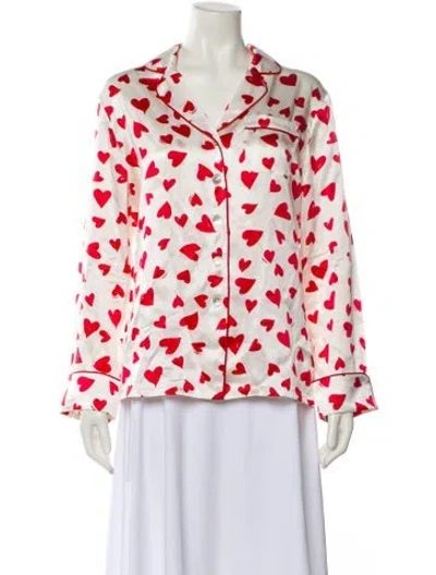 Pre-owned Olivia Von Halle Silk Printed Pajamas In Multi