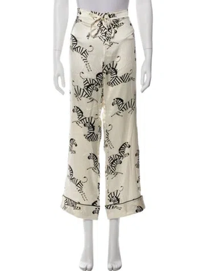 Pre-owned Olivia Von Halle Silk Printed Pajamas In Neutral