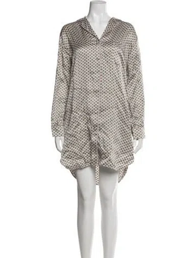 Pre-owned Olivia Von Halle Silk Printed Pajamas In Neutral