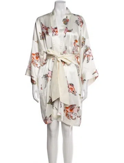 Pre-owned Olivia Von Halle Silk Printed Robe W/ Tags In Multi