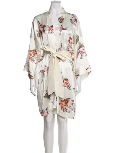 Pre-owned Olivia Von Halle Silk Printed Robe W/ Tags In Multi