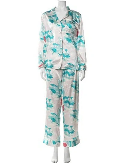 Pre-owned Olivia Von Halle Silk Printed Set In Multi