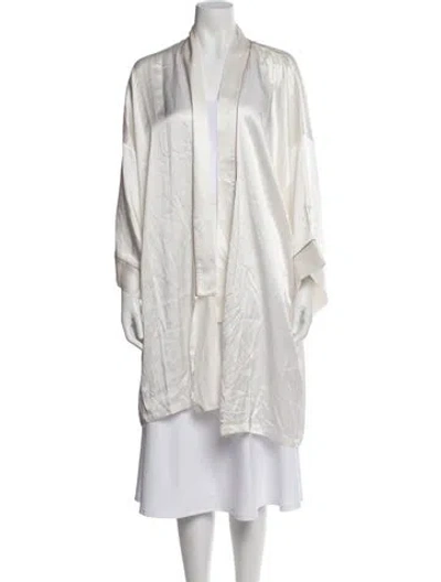 Pre-owned Olivia Von Halle Silk Robe In White