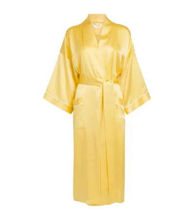 Olivia Von Halle Silk Sabine Night Robe In Yellow