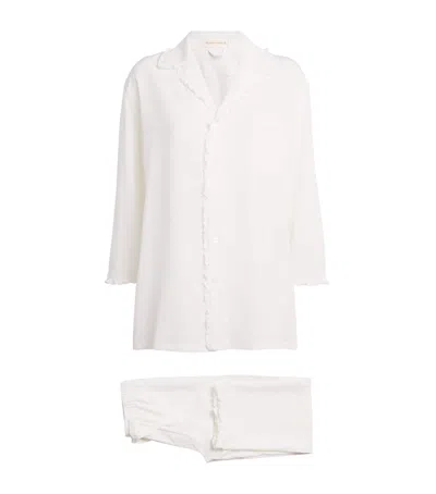 Olivia Von Halle Silk Satin Fifi Pyjama Set In White