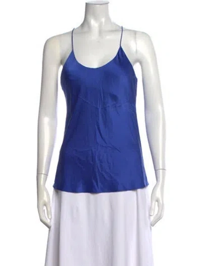 Pre-owned Olivia Von Halle Silk Scoop Neck Top In Blue