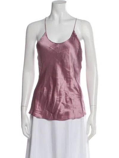 Pre-owned Olivia Von Halle Silk Scoop Neck Top In Pink