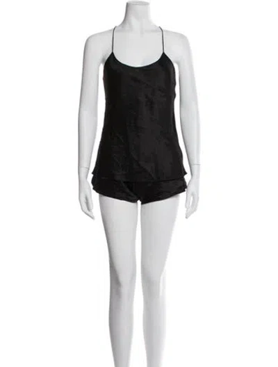 Pre-owned Olivia Von Halle Silk Short Set In Black
