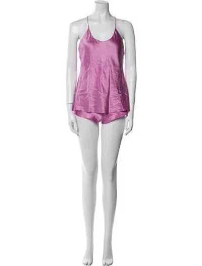 Pre-owned Olivia Von Halle Silk Short Set In Purple