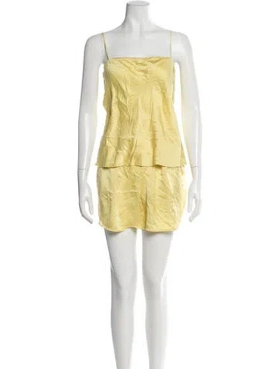 Pre-owned Olivia Von Halle Silk Short Set In Yellow