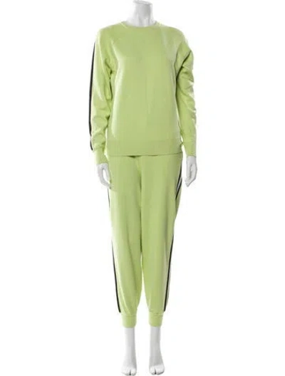 Pre-owned Olivia Von Halle Silk Striped Pant Set In Green