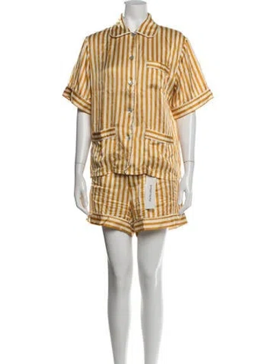 Pre-owned Olivia Von Halle Silk Striped Short Set In Multicolor