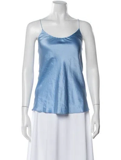 Pre-owned Olivia Von Halle Silk V-neck Top In Blue