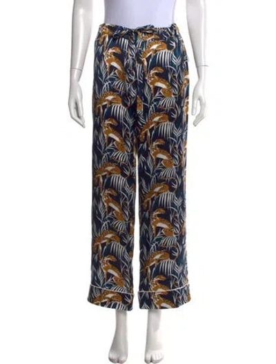 Pre-owned Olivia Von Halle Silk Wide Leg Pants W/ Tags In Blue