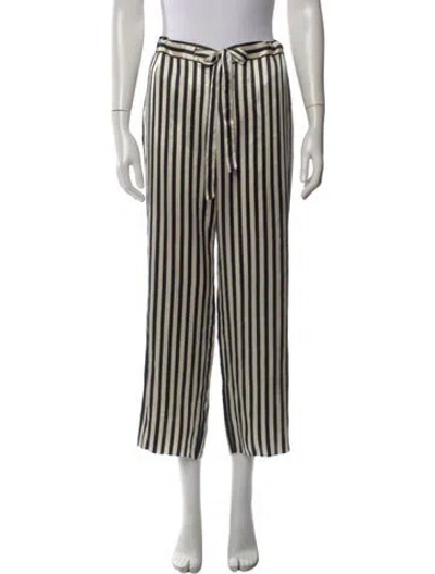 Pre-owned Olivia Von Halle Silk Wide Leg Pants In White