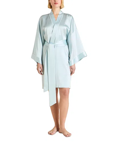 Olivia Von Halle Silk Woven Robe In Blue