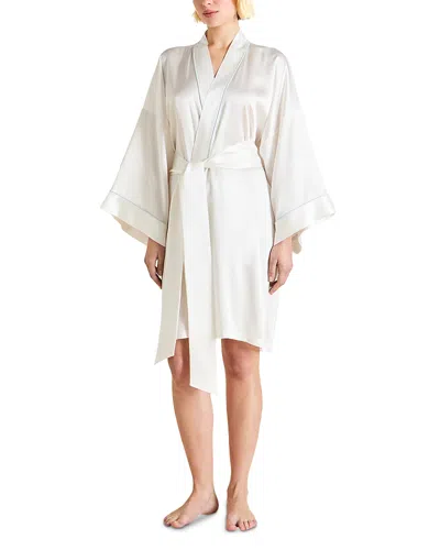 Olivia Von Halle Silk Woven Robe In White