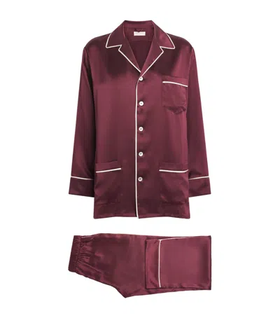 Olivia Von Halle Womens Yves Raisin Silk Pyjama Set In Burgundy