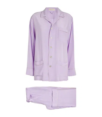 Olivia Von Halle Silk Yves Pyjama Set In Purple