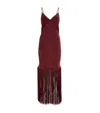 Olivia Von Halle Zoya Burgundy Slip Dress In Silk Crêpe De Chine In Multi
