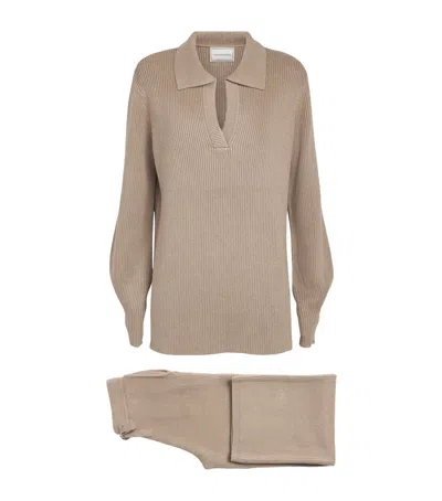 Olivia Von Halle Silk-cashmere-blend Hutton Pyjama Set In Brown