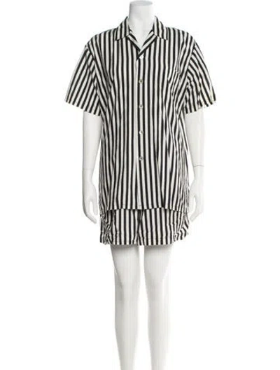 Pre-owned Olivia Von Halle Striped Short Set In White
