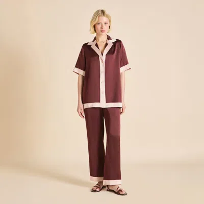 Olivia Von Halle Tilda Bordeaux Burgundy Pajamas