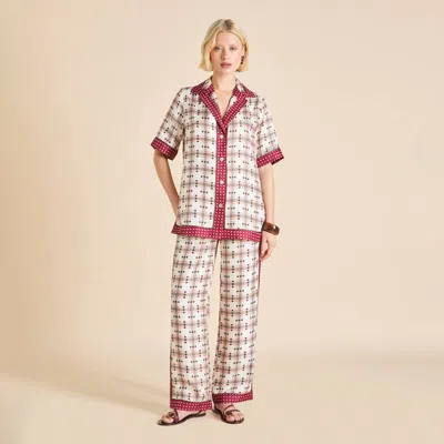 Olivia Von Halle Tilda Cipriani Ivory Geometric Pajamas In White