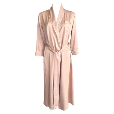 Pre-owned Olivia Von Halle Timeless Belted Blush Pink Silk Dressing Gown Robe Xs/s