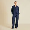 Olivia Von Halle Vanderbilt Osaka Navy Pajamas In Navy Blue