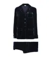 Olivia Von Halle Velvet Coco Pyjama Set In Blue