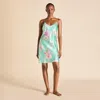Olivia Von Halle Venus Abalone Turquoise Floral Slip Dress