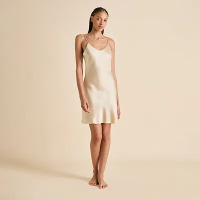 Olivia Von Halle Venus Caramel Slip Dress