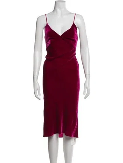 Pre-owned Olivia Von Halle V-neck Midi Length Dress In Pink