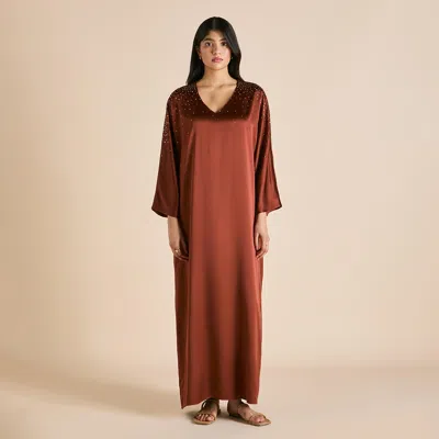 Olivia Von Halle Vreeland Astrid Bronze Embellished Dress In Burgundy