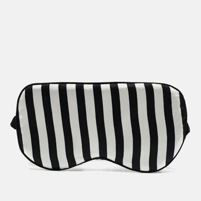 Pre-owned Olivia Von Halle White Striped Silk Satin Nika Reversible Eye Mask One Size