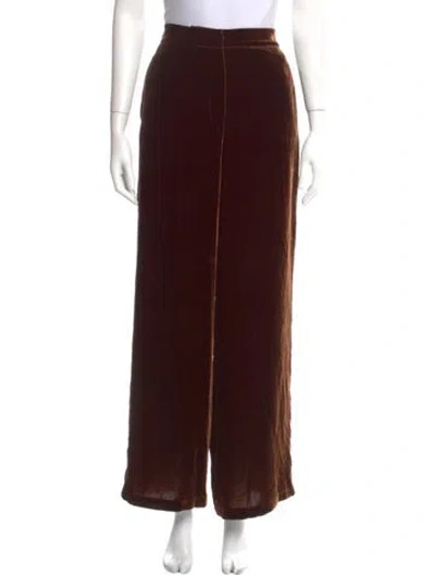 Pre-owned Olivia Von Halle Wide Leg Pants In Brown