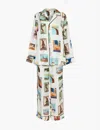 Olivia Von Halle Womens Cadmius Yves Graphic-print Silk-twill Pyjama Set In Cadmius