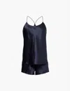 Olivia Von Halle Womens Bella Silk Satin Camisole Set Navy Core In Navy Core