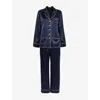 Olivia Von Halle Silk Coco Pyjama Set In Navy Ivory Core