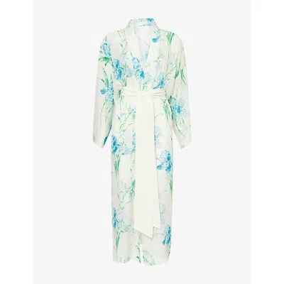 Olivia Von Halle Womens Amaya Samphire Floral Silk-chiffon Dressing Gown