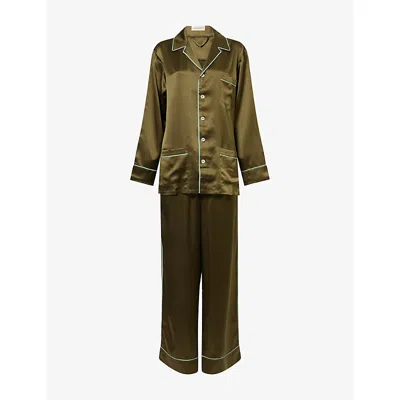 Olivia Von Halle Womens Ivy Yves Silk Pyjama Set In Green