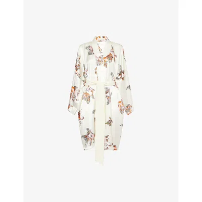 Olivia Von Halle Womens Mimi Cora Goldfish Silk-satin Robe