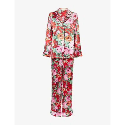 Olivia Von Halle Womens Moulin Lila Floral-print Silk Pyjama Set In Multi