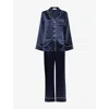 Olivia Von Halle Womens  Coco Pipe-trim Silk-satin Pyjamas In Blue