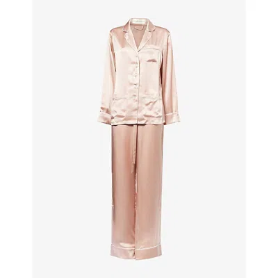 Olivia Von Halle Womens  Coco Oyster Silk-satin Pyjama Set In Neutral