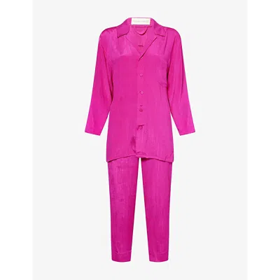 Olivia Von Halle Womens  Casablanca Textured Silk Pyjama Set In Paloma