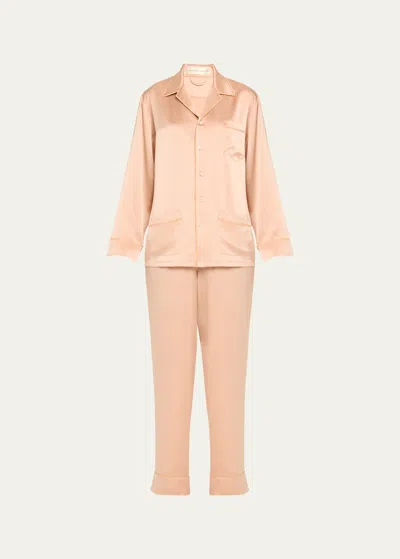 Olivia Von Halle Yves Silk-satin Pajama Set In Shell